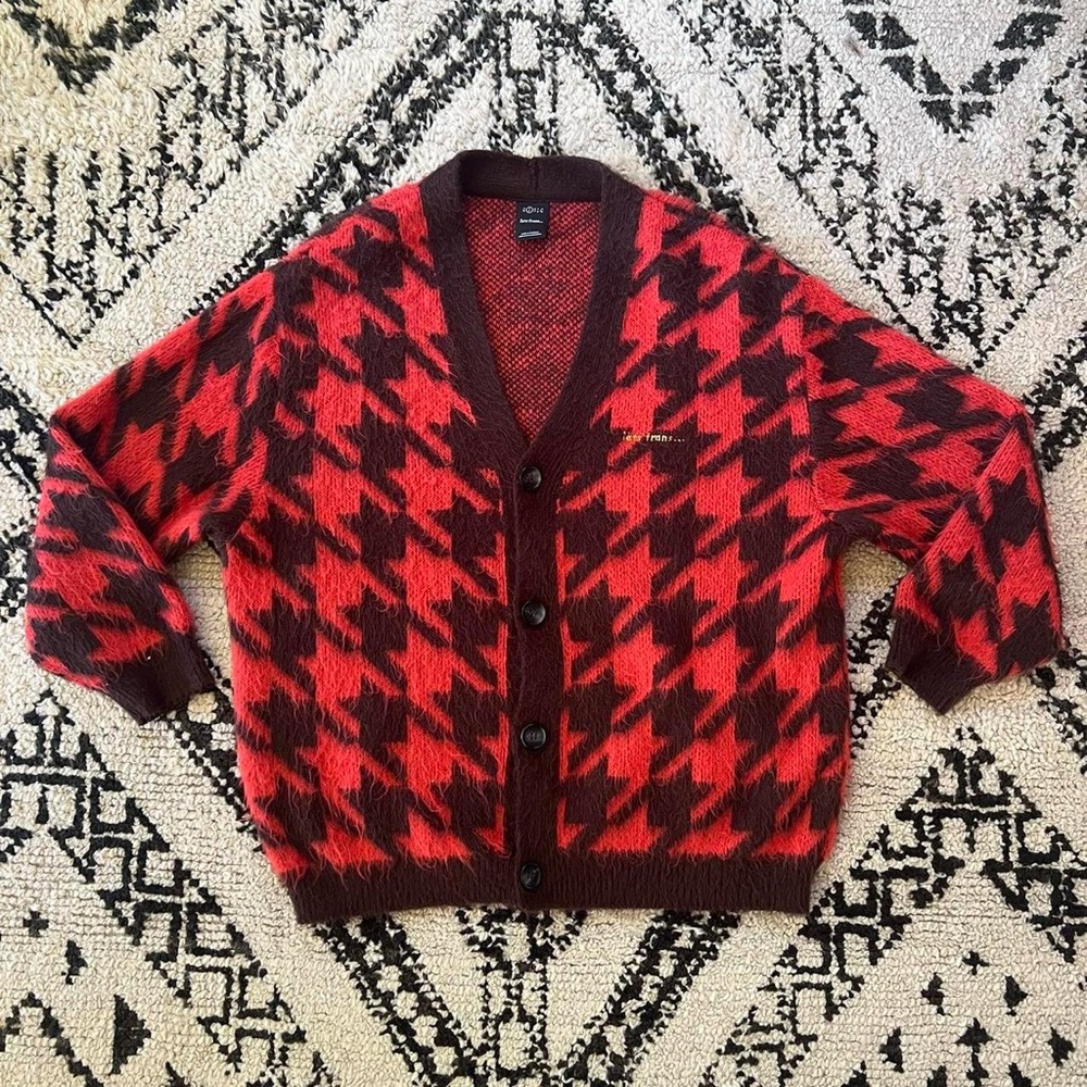 red cardigan